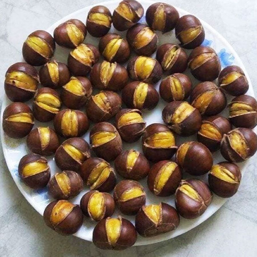 Cách rang hạt dẻ trùng khánh với bơ.