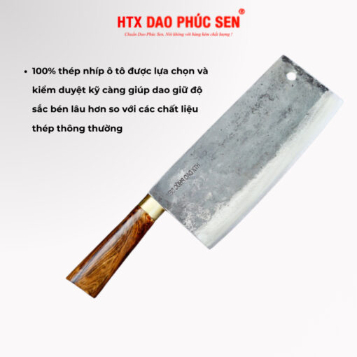 Dao Chặt Gà Thép Nhíp Ô Tô Rèn Tay Phúc Sen - Hình ảnh 4