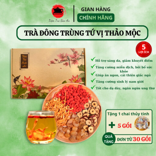 Trà Đông Trùng Hạ Thảo Long Nhãn Tứ Vị bồi bổ sức khỏe - Hình ảnh 2