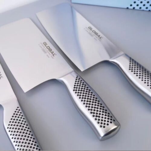 Dao nhà bếp chặt xương cao cấp GLOBAL Nhật Bản bằng thép trắng đúc 3 lóp chống gỉ-450GR